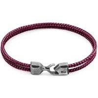 ANCHOR & CREW Men's Cromer Silver & Rope Bracelet in Purple | Size: 21 cm