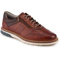 Pavers Men's Leather Wide-Fit Dual-Fasten Trainers in Brown | Size: 8