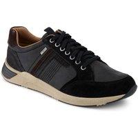 Pavers Men's Wide Fit Leather Casual Cushioning Trainers in Black | Size: 12