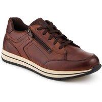 Pavers Men's Leather Zip Fasten Cushioning Trainers in Brown | Size: 12