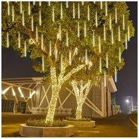 Living and Home Solar-Powered Meteor Shower String Lights with Remote Control in White