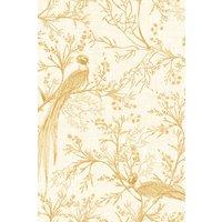 Hoopla Walls Bird Toile - Honey 10m Wallpaper in Yellow