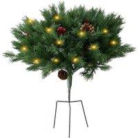 Living and Home 1pcs Pre-Lit Artificial Christmas Urn Filler with Pinecone for Garden in Green
