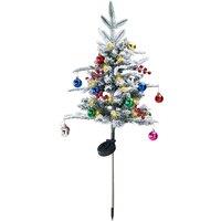 Living and Home 2Pcs Mini Solar-Powered Frosted Outdoor Christmas Trees with Lights