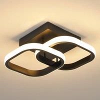 Pheashine Modern 22W Double Square LED Ceiling Light 3000K Warm White (23*8.5cm) in Black