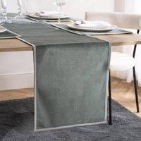 OHS Border Trim Piped Matte Velvet Table Runner Dcor in Charcoal