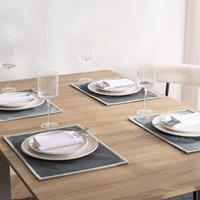 OHS 4 x Border Trim Piped Matte Velvet Placemat Table Mat Set in Charcoal | Size: 40 cm x 30 cm