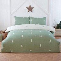 Rapport Home Fir Microfibre Reversible Duvet Cover Set with Pillowcase in Green | Size: King