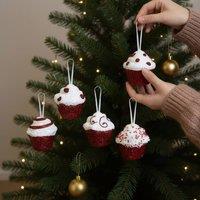 Garden Greatness Set Of 4 Hanging Candy Cane Cupcakes in Red | Size: 1 Pack