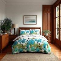 Snug City Duvet Cover & Pillowcase Set Lily Flower Design Bed Linen | Size: Double