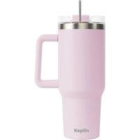 Keplin Tumbler 40 oz with Handle, Travel Mug, Thermal Flask with Straw & Lid in Pink