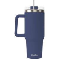 Keplin Tumbler 40 oz with Handle, Travel Mug, Thermal Flask with Straw & Lid in Navy