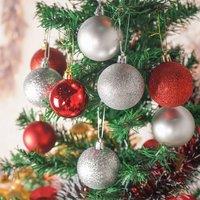 Voltico Christmas Decoration Baubles Red&Silver 55mm 35pcs Set in Red | Size: 30 Pieces