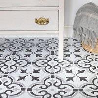 D-C-Fix Stencil Motif Grey Self Adhesive Vinyl Floor Tiles Pack of 11 (1sqm) | Size: 304.8mm x 304.8mm