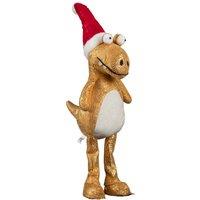 Samuel Alexander 70cm Tall Gold Plush Santa-Saurus Dino Decoration with Santa Hat