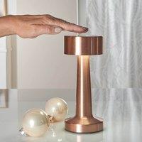 Coopers of Stortford Rechargeable Table Lamp with Touch Light & Metal Finish in Rose Gold