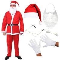 I Love Fancy Dress Budget Santa Costume with Glasses, Gloves & Eyebrows in Red | Size: 2XL