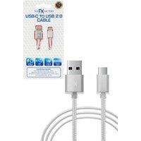 FX Nylon Braided USB 'Data Cable' For Type C Smartphone Devices Silver