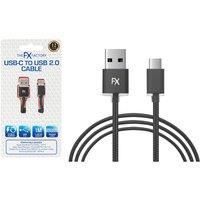 FX Nylon Braided USB 'Data Cable' For Type C Smartphone Devices Black