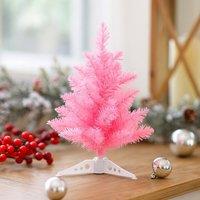 Voltico 1FT Mini Colours Tree Tabletop Small Artificial Xmas Tree in Bright Pink | Size: 30 cm