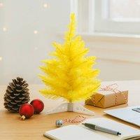 Voltico 1FT Mini Colours Tree Tabletop Small Artificial Xmas Tree in Bright Yellow | Size: 30 cm