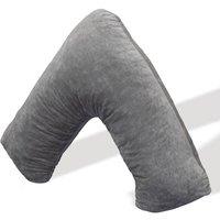 Aamira V Shaped Pillow Dark Grey Crushed Velvet Memory Foam Support Cushion