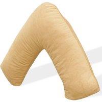 Aamira V Shaped Pillow Cream Crushed Velvet Memory Foam Support Cushion