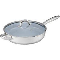 Cooks Professional 30cm Stainless Steel Non-Stick Saut Pan with Long Handle & Glass Lid in Silver | Size: 30 cm