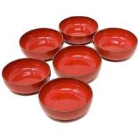 Verano Spanish Ceramics Selena Glazed Hand Dipped Kitchen Set of 6 Small Bowls (Diam) 10cm in Red