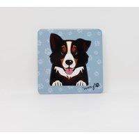 Mulberry Studios Pet Coaster - Dog - Tricolor Border Collie in Blue