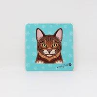 Mulberry Studios Pet Coaster - Tabby Cat in Blue
