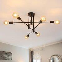 COMELY Sputnik Chandelier, 6-Lights Semi Flush Mount Ceiling Lights, Black