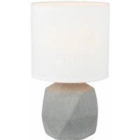 EONLION 27cm Concrete Table Lamp Bedside Light with White Shade in Grey