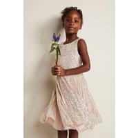 Phase Eight Girl's Tiana Sequin Pleat Dress in Rose Gold | Size: 3-4 Years