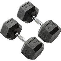 York 20kg Commercial Rubber Hex Dumbbells in Black