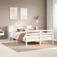 Berkfield Home Bookcase Bed without Mattress White 150x200 cm King Solid Wood Pine