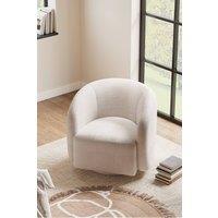 Living and Home Netural Boucl Tub Accent Chair with Swivel Base in White