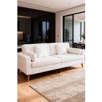 Living and Home 2-Seater Chenille Upholstered Sofa with Pillows in White