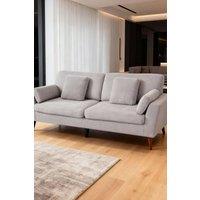 Living and Home 2-Seater Chenille Upholstered Sofa with Pillows in Grey