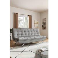 Living and Home Fabric 3-Seater Convertible Sofa Bed in Light Grey