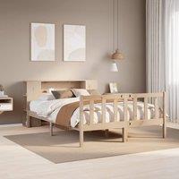 Berkfield Home Bookcase Bed without Mattress 135x190 cm Double Solid Wood Pine in Brown