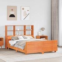 Berkfield Home Bookcase Bed without Mattress Wax Brown 135x190 cm Double Solid Wood