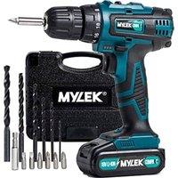 MYLEK 18V Cordless Drill Driver Li-Ion 2 Speed & 131 Piece Accessory Set