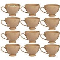 Dibor Set of 12 Montmartre Large Mocha Cream Ceramic Tea Cups Coffee Mugs in Beige | Size: 12 Pack