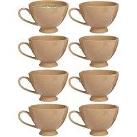 Dibor Set of 8 Montmartre Large Mocha Cream Ceramic Tea Cups Coffee Mugs in Beige | Size: 8 Pack