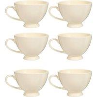Dibor Set of 6 Montmartre Large White Ceramic Tea Cups Coffee Mugs in Cream | Size: 6 Pack