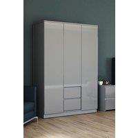Home Discount Vida Designs Glinton 3 Door 2 Drawer High Gloss Wardrobe Storage Bedroom Furniture in Grey