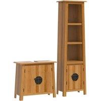 Berkfield Home 2 Piece Bathroom Furniture Set Solid Wood Pine in Brown