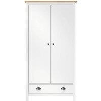 Berkfield Home 2-Door Wardrobe Hill White 89x50x170 cm Solid Pine Wood | Size: 89 x 50 x 170 cm