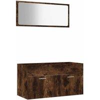 Berkfield Home 2 Piece Bathroom Furniture Set Smoked Oak Engineered Wood in Brown